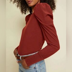 Nation Ltd Romy Long Sleeve Red Clay Top XS